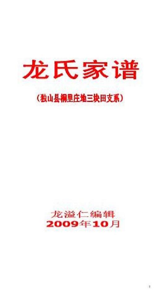 贵州省独山县桐里庄地三块田龙氏族谱