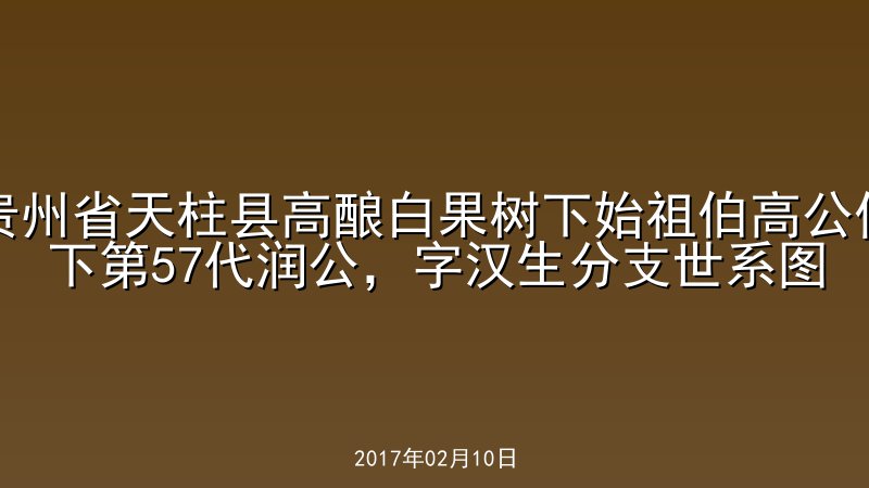 贵州省天柱县高酿白果树下始祖伯高公位下第57代润公，字汉生分支世系图