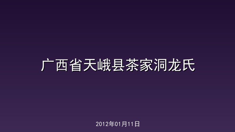 广西省天峨县茶家洞龙氏