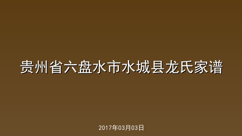 贵州省六盘水市水城县龙氏家谱