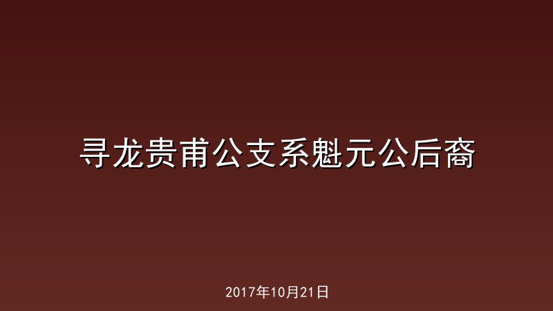 寻龙贵甫公支系魁元公后裔