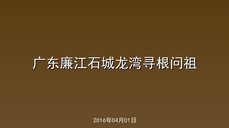 广东廉江石城龙湾寻根问祖