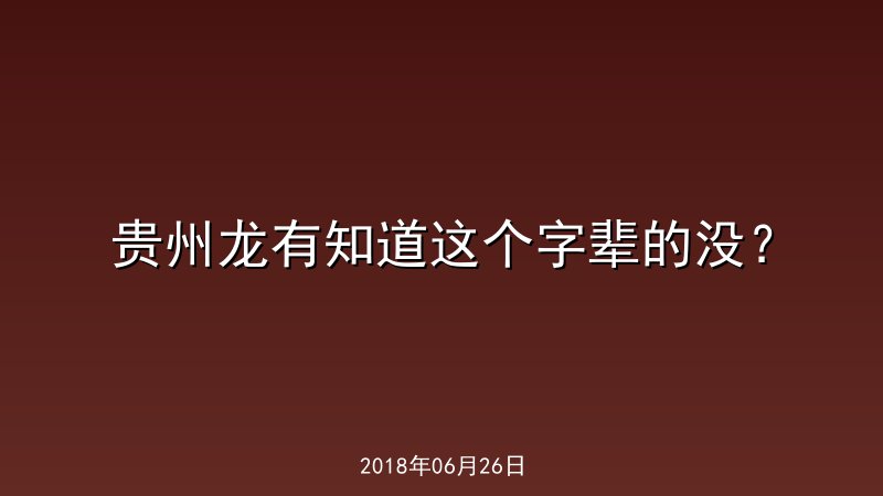 贵州龙有知道这个字辈的没？